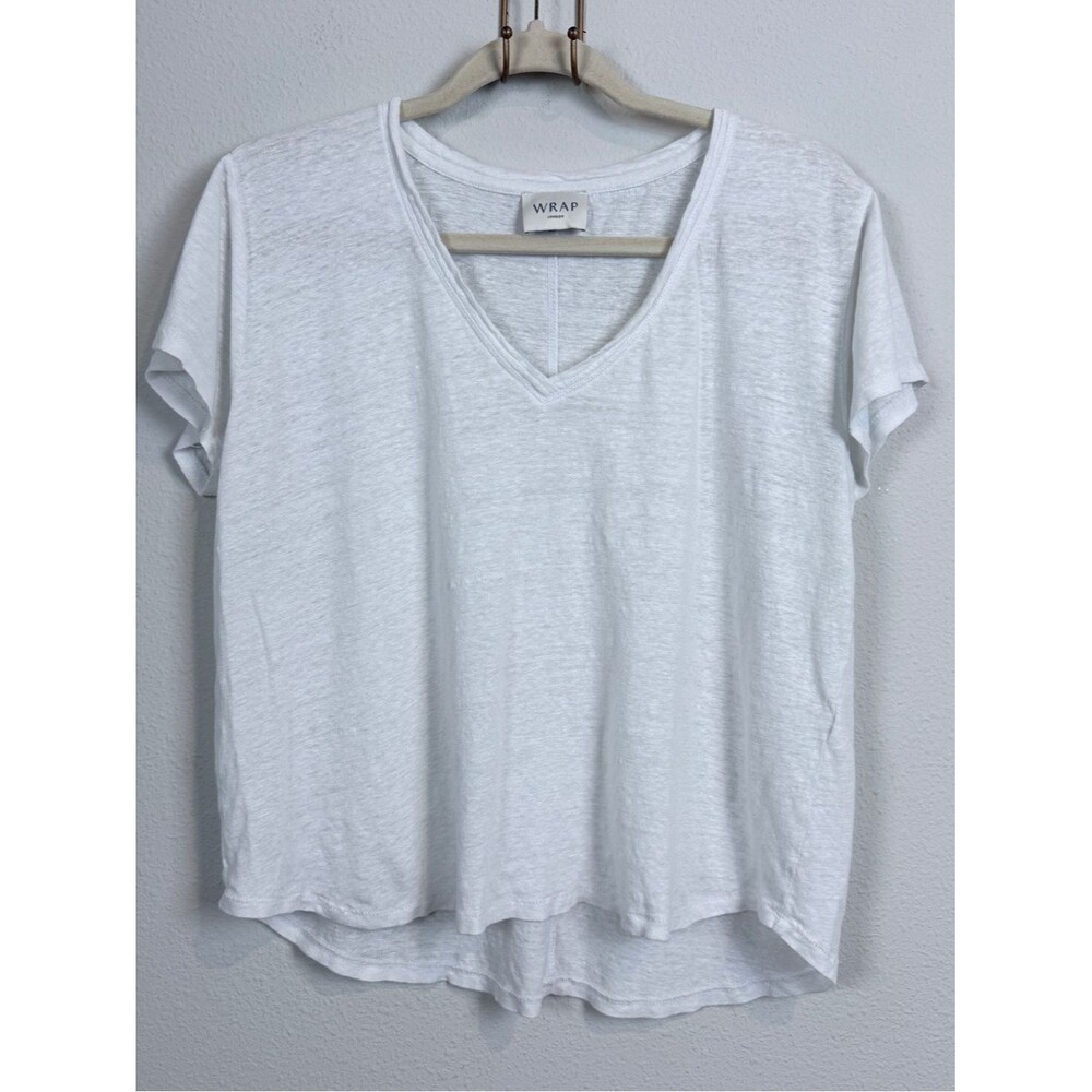 Wrap London White V-Neck Short Sleeve Tee 12